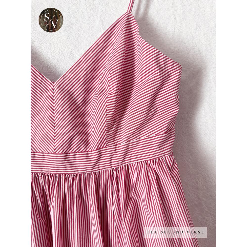 J. Crew Spaghetti Strap Stripe Red White Dress Size 10 - Picture 4 of 11